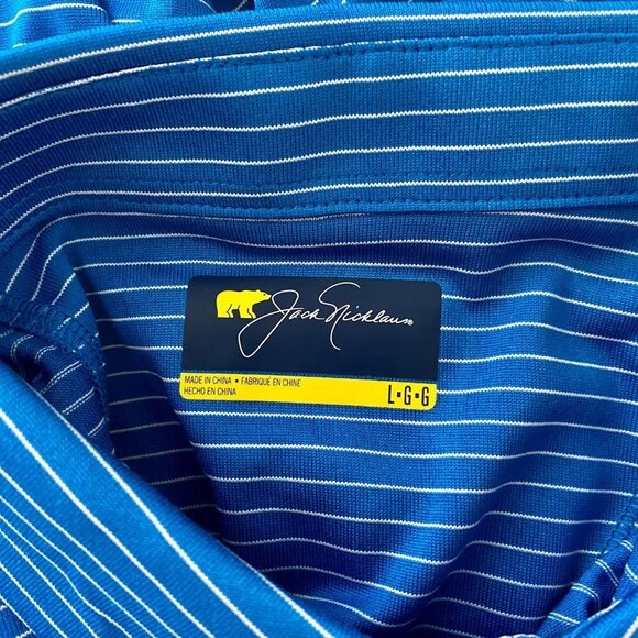 Jack Nicklaus Blue White Striped Short Sleeve Polo Shirt Men's Large NEW - Picture 6 of 9